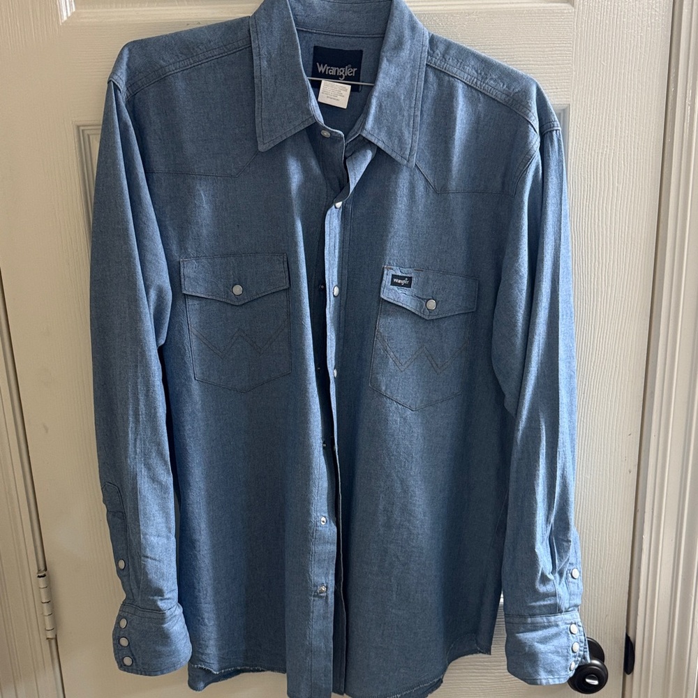 Wrangler Light Blue denim Button-Up Shirt